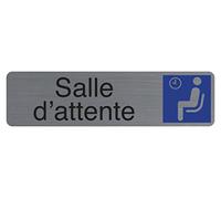 Exacompta - Ref. 67167E - 1 cartello adesivo per porta Sala d'attesa - Cartello da parete con stampa di segnaletica - Su tutti i supporti - Look alluminio spazzolato - Dimensioni : 16,5 x 4,4 cm
