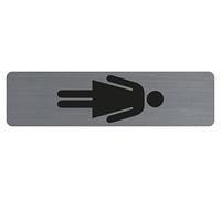 Exacompta - Ref. 67168E - 1 cartello verticale adesivo per porta Dame - Cartello murale stampato con scritte - Su tutti i supporti - Aspetto alluminio spazzolato - Dimensioni : 4,4 x 16,5 cm