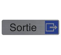 Exacompta - Ref. 67173E - 1 cartello adesivo per porta Exit - Cartello murale stampato per segnalazione - Su tutti i supporti - Aspetto alluminio spazzolato - Dimensioni : 16,5 x 4,4 cm