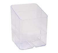 Exacompta - Ref 67723D - Portapenne a forma di cubo - 74 x 74 x 93 mm, 2 scomparti per organizzare penne e matite, scanalatura sotto per alimentare cavi - Office Clear