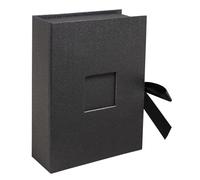 Exacompta - Ref. 77601E - Custodia fotografica OfficeByMe - Carta con texture nera - Finestra per Etichettatura Personalizzata - Scatto a nastro - per conservare foto o carte cartelle fino a 13 x 18
