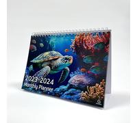 Exacompta - Ref GS045Z - Calendario da tavolo da settembre 2023 - ottobre 2024, calendario mensile con tartaruga marina, mese per pagina, incluse festività del Regno Unito, 210 mm x 150 mm, si trova