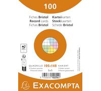 Exacompta - Rif. 10254E - Cartone da 20 confezioni da 100 spine bristol a quadretti 5 x 5 non perforate - sotto pellicola - compatibili con stampanti a getto d'inchiostro, laser e fotocopiatrice - 105