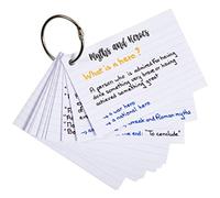 Exacompta - Rif. 10330E - Confezione da 50 Flashcard sotto pellicola + anello - Bristol a righe perforate - formato A7 - Colore casuale: bianco, rosa, blu, giallo, verde