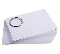 Exacompta - Rif. 10340E - Confezione da 50 Flashcard sotto pellicola + anello - Bristol a righe perforate - formato A6 - Colore casuale bianco, blu, giallo, rosa, verde