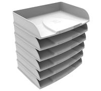 Exacompta - Rif. 10513D - Set di 6 cestini per posta orizzontale Combo Styli Autentik, per documenti in formato orizzontale, porta etichetta inclusa, sovrapponibile, dim 25,5 x 36,5 x 6,5 cm, colore
