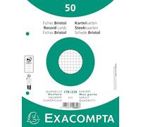 Exacompta - Rif. 10620E - Cartone da 24 confezioni da 50 spine bristol a quadretti 5 x 5 perforate - sotto pellicola - compatibili con stampanti a getto d'inchiostro, laser e fotocopiatrice - formato