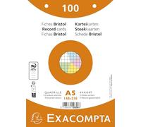 Exacompta - Rif. 10658E - Cartone da 10 confezioni da 100 spine bristol a quadretti 5 x 5 perforate - sotto pellicola - compatibili con stampanti a getto d'inchiostro, laser e fotocopiatrice - 148 x