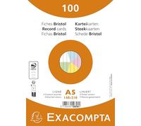 Exacompta - Rif. 10858E - Cartone da 10 confezioni da 100 spine bristol a righe non perforate - sotto pellicola - compatibili con stampanti a getto d'inchiostro, laser e fotocopiatrice - formato 148 x