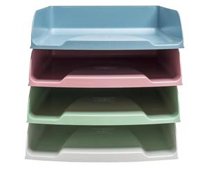 Exacompta - Rif. 111303SETD - Set di 4 cestini per posta COMBO STYLI Autentik, dimensioni 34,6 x 25,5 x 24,3 cm, per formato A4+, 4 colori assortiti