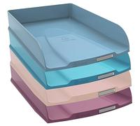 Exacompta - Rif. 111606SETD - Set di 4 cestini per posta COMBO STYLI Skandi, dimensioni 34,6 x 25,5 x 24,3 cm, per formato A4+, 4 colori assortiti blu Pacifico, blu smerigliato, nudo, rosa antico