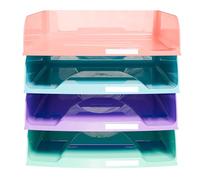 Exacompta - Rif. 111707D - Cartone da 4 cestini per posta Combo Styli Candy Tidy, per documenti in formato A4+, dimensioni 34 x 25 x 6,5 cm, porta etichetta, può contenere 500 fogli, 4 colori