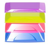 Exacompta - Rif. 111808SETD - Set di 4 cestini per posta Combo Styli Crystal, dimensioni 34,6 x 25,5 x 24,3 cm, per formato A4+, blu reale, rosso carminio, verde anice, viola