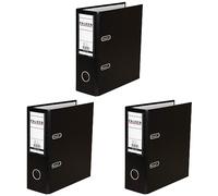 Exacompta - Rif 11285616000F - FALKEN - File con arco verticale a leva in PP - Adatto per documenti A5, dorso 80 mm, etichetta sul dorso, foro per le dita in metallo - nero (Confezione da 3)