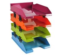 EXACOMPTA Set 4 Vaschette portacorrispondenza Combo Midi 113298SETD, in PS, (PxlxAlt) 34,6x25,4x24,3 cm, capacità 4x500 fogli, Ass. - multicolore materiale sintetico 113298SETD