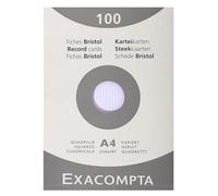 Exacompta - Rif. 13206E - Cartone da 10 custodie da 100 spine bristol a quadretti 5 x 5 non perforate, formato 210 x 297 mm, compatibili con stampanti a getto d'inchiostro, laser e fotocopiatrice,
