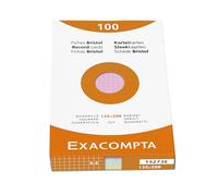 Exacompta - Rif. 13273E - Cartone da 12 custodie da 100 spine bristol a quadretti 5 x 5 non perforate, formato 125 x 200 mm, compatibili con stampanti a getto d'inchiostro, laser e fotocopiatrice