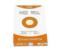 Exacompta - Rif. 13653E - Cartone da 12 custodie da 100 spine bristol a quadretti 5 x 5 perforate, formato 125 x 200 mm, compatibili con stampanti a getto d'inchiostro, laser e fotocopiatrice, colori