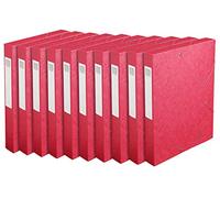 Exacompta - rif. 14009H - 10 scatole portaprogetti con elastici CARTOBOX - consegnate a piatto - dorso da 4 cm - carta lustrée - 600g/m² - 25X33cm - formato per archiviazione A4 - colore rosso
