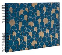 EXACOMPTA - Rif. 16296E - Album fotografico a spirale Neo Déco, 150 foto, 60 pagine nere, formato 32 x 22 cm, copertina in cartone rivestita in carta testurizzata blu con effetto lucido