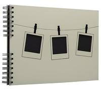 Exacompta - Rif. 16824E - Album fotografico a spirale Instants verde, 150 foto, 50 pagine nere, formato 32 x 22 cm, copertina con carta effetto PU e marcatura nera lucida