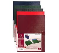 Exacompta - rif. 22090E - cartone da 10 cartellette con dorso estensibile balacron Extensor - 1 lembo - chiusura con cinghia e fibbia metallica - capacità 1200 fogli - dim 24x32 cm - colori assortiti