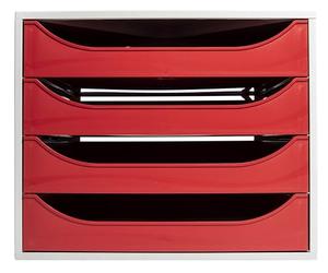 Exacompta - Rif. 2286107D - Modulo economico con cassetti Ecobox, scatola singola a 4 cassetti per documenti A4 e A4+, dimensioni 34,8 x 28,4 x 23,4 cm, colore rosso