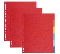 Exacompta - Rif. 2406SE - Set di 3 divisori in vera carta lucida morbida 225 g/m2 FSC® con 6 linguette neutre, formato A4 maxi dim 24,5 x 29,7 cm, colori assortiti