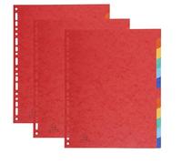 Exacompta - Rif. 2412SE - Set di 3 divisori in vera carta lucida morbida 225 g/m2 FSC® con 12 linguette neutre, formato A4 maxi dim 24,5 x 29,7 cm, colori assortiti