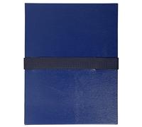 Exacompta - Rif. 2652E - Cartone da 10 camicie con schienale elasticizzato balacron senza patta - chiusura con cinghia autoaderente/scratch - capacità 1000 fogli - dim 24 x 32 cm - per A4 - blu scuro