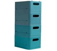 Exacompta - Rif. 27034D - Cartone da 4 scatole pieghevoli, armadietti, multiuso SMARTCASE, fornite smontate, dimensioni non piegate: Prof.18,8 x Larg.13,8 x Altezza.9,5 cm, blu pacifico