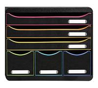 EXACOMPTA - Rif. 306914D-STORE-BOX - Cassettiera 6 cassetti - 3 cassetti per documenti A4+ e 3 cassetti alti sottili - Dimensioni : Profondità 27 x larghezza 35,5 x Altezza 27,1 cm - Nero/arlecchino