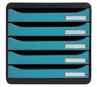 Exacompta - Rif. 30934D - Modulo di archiviazione BIG BOX+ Skandi, sovrapponibile, 5 cassetti per documenti A4+ dimensioni esterne. : Prof 34,7 x 27,8 x Alto 27,1 cm - Blu Pacifico