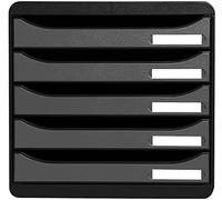 Exacompta - rif. 309738D - BIG BOX PLUS - cassettiera da 5 tiroirs pour document A4+ - dimensioni esterne: Profondità 34,7 x larghezza 27,8 x altezza27,1cm - Nero/Argento