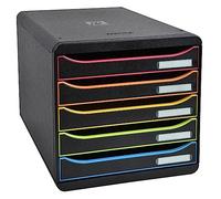 Exacompta - rif. 309914D - BIG BOX PLUS - cassettiera da 5 tiroirs pour document A4+ - dimensioni esterne: Profondità 34,7 x larghezza 27,8 x altezza27,1cm - Nero/multicolore/Nero