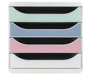 Exacompta - Rif. 310303D BIG BOX Autentik - Cassettiera 4 cassetti per documenti A4 + - Dimensioni esterne: Prof. 34,7 x 27,8 x 26,7 cm, assortiti