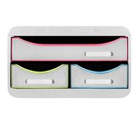 Exacompta - Rif. 311913D - SMALL-BOX MINI 3 cassetti - 1 cassetto per documenti in formato A4+ - 2 cassetti sottili per piccoli utensili -347 x 278 x 130 mm - Bianco/multicolor