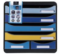 Cassettiera A4 6 cassetti BIG-BOX MAXI nero/multicolore Bee Blue Exacompta