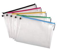 Exacompta - Rif. 34160E - Cartone da 10 tasche con cerniera a zip in PP morbido e resistente per riporre forniture, accessori di bellezza, formato A3-5 colori assortiti