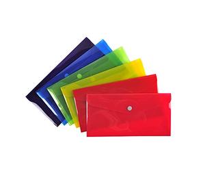Exacompta - Rif. 34420E - Cartone da 30 tasche con chiusura a bottone a pressione con patta in PP liscio, dimensioni: 23 x 12 cm, formato da classificare 10 x 21 cm (DL) - 6 colori assortiti