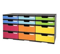 Exacompta - Rif. 385714TIRD - 1 modulo moduloloc - set 12 scatole con cassetti Ecoblack - Arlecchino