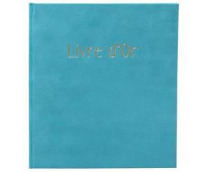 Exacompta - Rif. 389E -1 - Libro degli ospiti Skandi, formato compatto 21 x 19 cm, effetto velluto, marcatura oro con scritta libro degli ospiti, a fetta oro, 140 pagine bianche tinta unita, colore