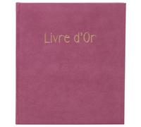 Exacompta - Rif. 390E -1 - Libro degli ospiti Skandi, formato compatto 21 x 19 cm, effetto velluto, marcatura oro con scritta libro degli ospiti, a fetta oro, 140 pagine bianche tinta unita, colore