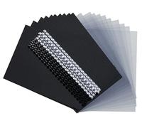 Exacompta - Rif. 42844E - 1 kit di presentazione con rilegatura a spirale per schienale da 10 a 40 fogli A4-5 pettini 6 mm neri - 5 pettini 8 mm bianchi - 10 piatti in PVC - 10 piatti copertina nera