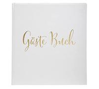 EXACOMPTA - Rif. 47235B - 1 libro d'oro classico bianco tedesco - formato quadrato 21 x 19 cm - in cartone rivestito con carta rivestita - fetta oro - 140 pagine bianche unite - Colore: bianco