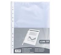 Exacompta - Rif. 5111E - Bustina da 100 buste perforate economiche in polipropilene granulato, spessore 4/100°, perforazione universale con 11 fori, formato A4, incolore