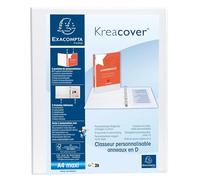 Exacompta - Rif. 51922E - Cartone da 10 raccoglitori personalizzabili, 2 tasche, 2 anelli a D da 30 mm, dorso 47 mm, dimensioni esterne: 32 x 27,7 cm, formato A4 Maxi bianco