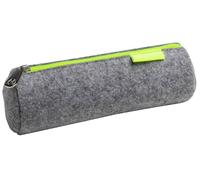 Exacompta - Rif. 52150E - Cartone da 6 astucci rotondi NEON in feltro PET riciclato - morbido e piacevole al tatto - con chiusura zip giallo fluo - può contenere un doppio decimetro - grigio