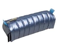 Exacompta - Rif. 52420E - Cartone da 6 astucci rotondi Doudoune - in poliestere gonfiante - fondo piatto - effetto piumino - dim 22 x 8,5 x 7 cm - colori metallizzati blu, cachi, rosa