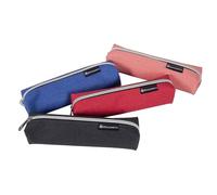 Exacompta - Rif. 52710E - 1 astuccio quadrato WOOD in PU effetto tessuto, foderato in poliestere, può contenere un doppio decimetro - salvaspazio - colori casuali: blu, corallo, nero o rosso